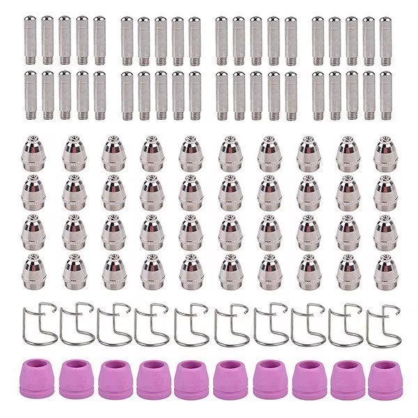 100 Pilot Arc Plasma Cutter Consumables 40-Nozzles 40-Electrodes 10-Cups 10-Guide for CUT-50HF/60HF, Amico Electric, Mfr#: AG60HF-100